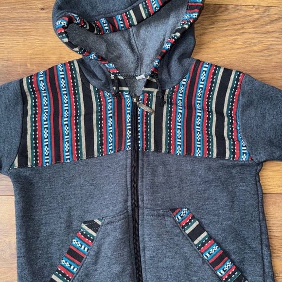 Mexican Gray Hoodie with Colorful Pattern size 6/7 - Picture 3 of 5
